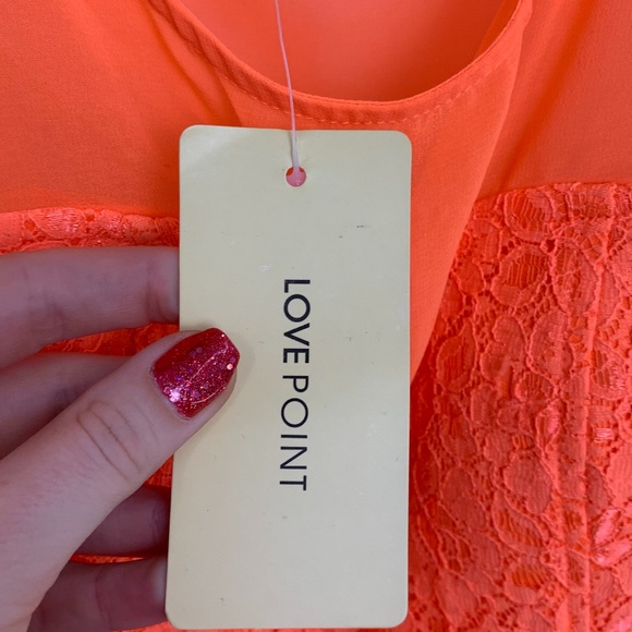 NWT Love Point Bright Orange Lace Midi Dress - Picture 6 of 8